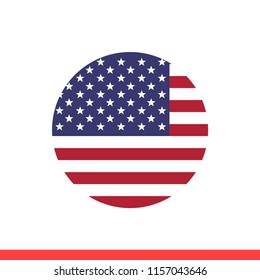 America flag vector icon, circle design for web or mobile app