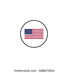 America Flag Vector Icon With Circle