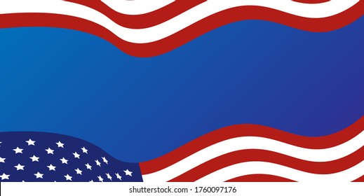 America flag waving with Copy Space in Between - Illustration Background - Social Media Post - Independence Day - Vector Template