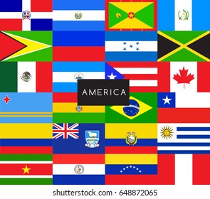 America : Flags of the world : Vector Illustration
