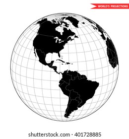 America Globe Hemisphere. World View From Space Icon.