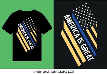 America is great thin blue line flag t shirt design vector