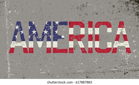 America. Grunge word sign. Vector illustration