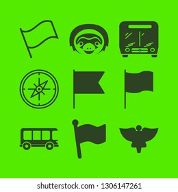 america icon set with flag, angel and school bus vector illustration