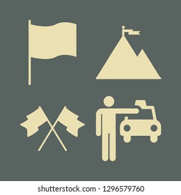 america icon set with flags, cab and flag on top vector illustration