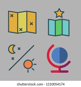 america icon set. vector set about earth globe, day and map icons set.