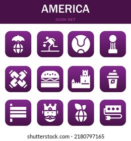 america icon set. Vector  illustrations related with World, Basketball and Tennis ball