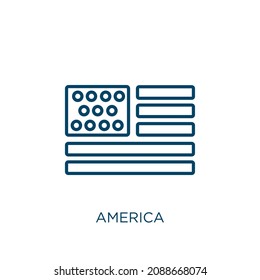 icono de estados unidos. Icono de contorno lineal delgado de estados unidos aislado en fondo blanco. Signo de américa vectorial de línea, símbolo para web y móvil