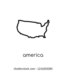 Amerika Ikone. Trendy moderne, flache, lineare Vektorgrafik Amerika Symbol auf weißem Hintergrund aus der dünnen Linie der Sammlung der Vereinigten Staaten von Amerika, bearbeitbarer Umriss-Vektorgrafik