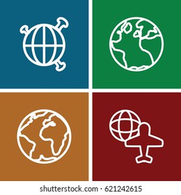 America icons set. set of 4 america outline icons such as globe, globe and plane