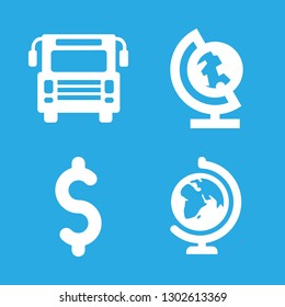 america icons set with bus front, earth globe and dollar symbol vector set