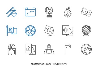 america icons set. Collection of america with earth, flag, map, earth globe, globe, planet, planet earth, flags. Editable and scalable america icons.