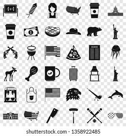 America icons set. Simple style of 36 america vector icons for web for any design