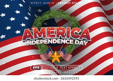 America independence day 3d editable text effect template