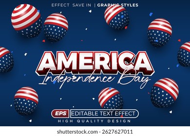 america independence day 3d text effect editable for celebratiom