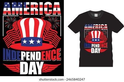 America Independence Day . 4th of July Typography t-shirt design. American 4th of July holiday greeting t-shirt design .