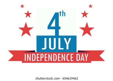 America Independence day, 4th of July vector sign and icon. usable for greeting card, poster, and banner. red ribbon style
