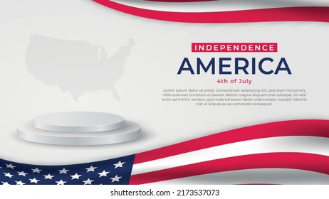America independence day background with flag and podium