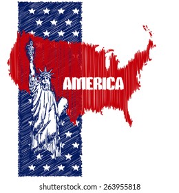 America. Independence Day Design. Statue of Liberty, New York