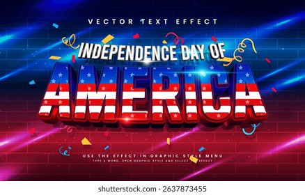 America Independence day, editable vector text effect with modern concept. Suitable for american event theme.