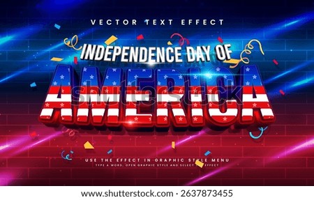 America Independence day, editable vector text effect with modern concept. Suitable for american event theme.