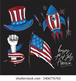 America Independence Day elements design for kids to celebrate