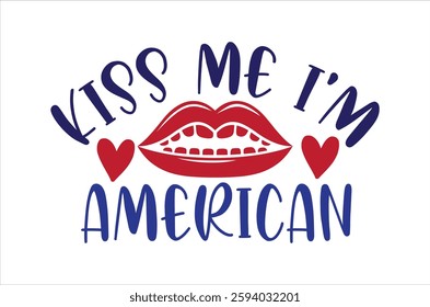 America - Independence Day, International July 4th Day greeting card. Calligraphy handwritten phrase and hand drawn sunglass. Handmade calligraphy