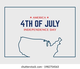 America Independence Day Line Frame Map Vector