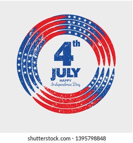 America Independence day on 4th July, Abstract independence day round template with grunge texture background.