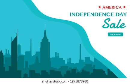 America Independence Day Sale Flat City Landscape