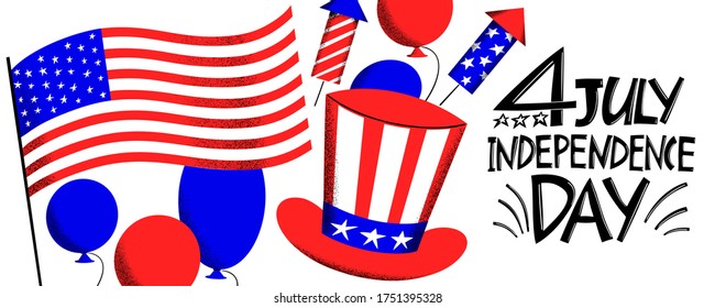 America Independent Day design template. Vector festive illustrations. 4th of July flyer background