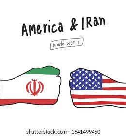 America and Iran concept design of vector.