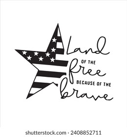 america land of the free because of the brave logo inspirational positive quotes, motivational, typography, lettering design