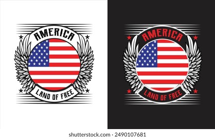 America Land of free, USA Independence day t-shirt design Vector for t-shirt