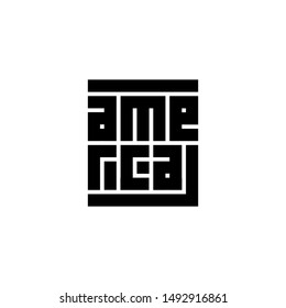 america logo. typography logo template. block code style.