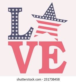 America love typography, t-shirt graphics, vectors 