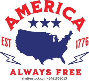 America Map Always Free	Vector Illustration