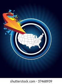  Mapa y flecha de Estados Unidos