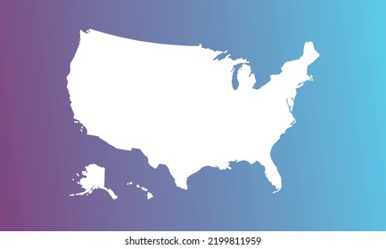 Amerikanische Karte mit blauem und violettem Farbverlauf-Hintergrund, perfekt für Büro, Banner, Landing-Page, Hintergrund, Broschüre, Tapete und mehr