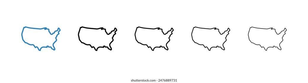 America map black and white vector icon