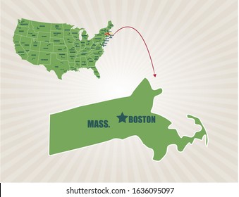 America map and cities vector. Boston