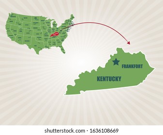 America map and cities vector. Kentucky