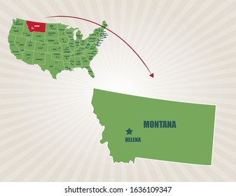 America map and cities vector. Montana map