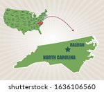 America map and cities vector. Raleigh North Carolina