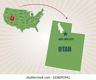 America map and cities vector. Utah