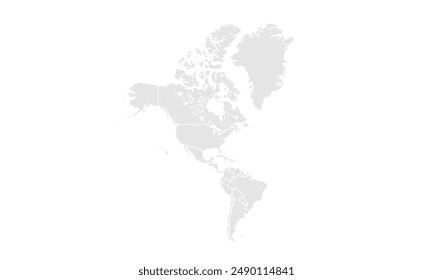 America map Grayscale,isolated on white background for website layouts,background,education, precise,customizable,Travel worldwide,map silhouette backdrop,earth geography, political,reports.