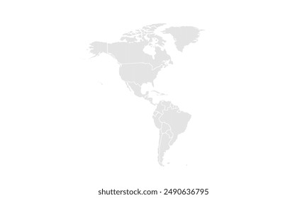 America map Grayscale,isolated on white background for website layouts,background,education, precise,customizable,Travel worldwide,map silhouette backdrop,earth geography, political,reports.