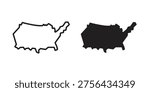 America map icon set in flat and line style vectors