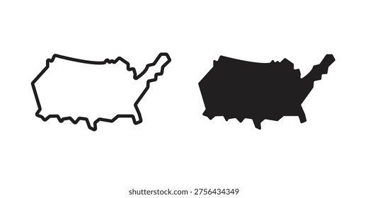 America map icon set in flat and line style vectors