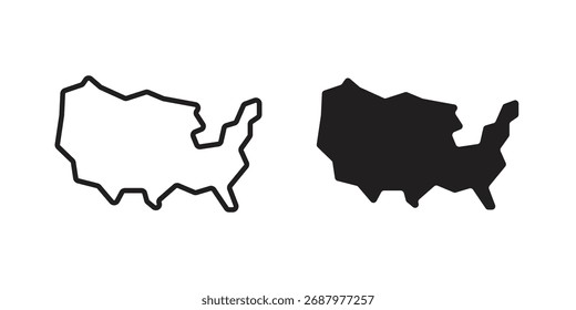America map icon for web designs. outline and clipart icons set